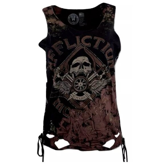 AFFLICTION Women's Tank Top FULL MOON REE Tee Bike - Picture 4 of 11